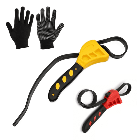 HERFOM 4 PCS Rubber Strap Wrench Set, 6" and 8" Heavy Duty Strap Adjustable Blet Wrench