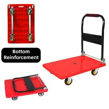 HERFOM Heavy Duty Foldable Dolly Cart Push Platform, Red, 661 lbs Weight Capacity