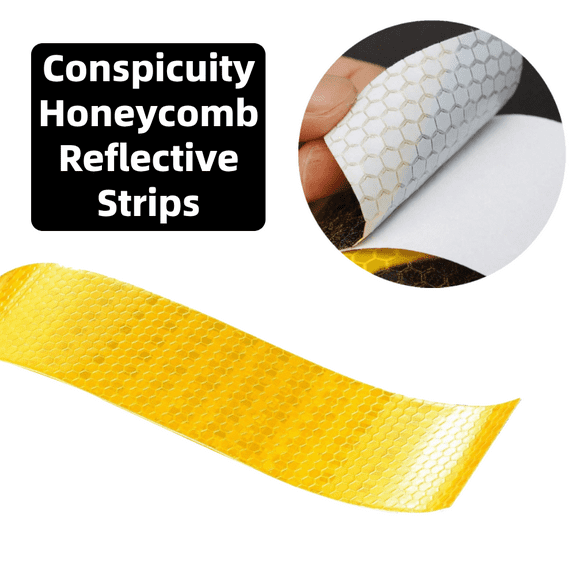 HERFOM Conspicuity Honeycomb Reflective Stickers Strips, 1.97"x7.7yds, Yellow Safety Warning Strips