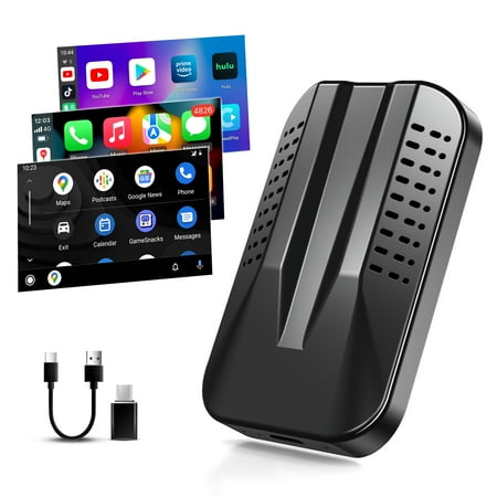 HERILARY Wireless Carplay and Android Auto, Apple Car Play Adapter for Car Stereo Factory Wired CarPlay Support Netflix/YouTube/Tiktok/Google Play/TF Card, 5GHz Wifi, Plug and Play