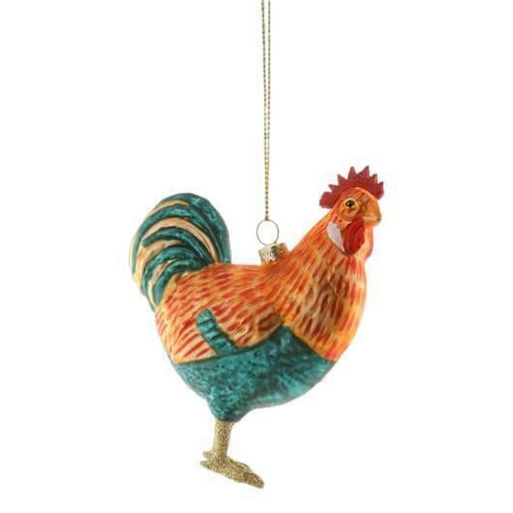 HERITAGE ROOSTER Colorful Glass Christmas Ornament by Cody Foster