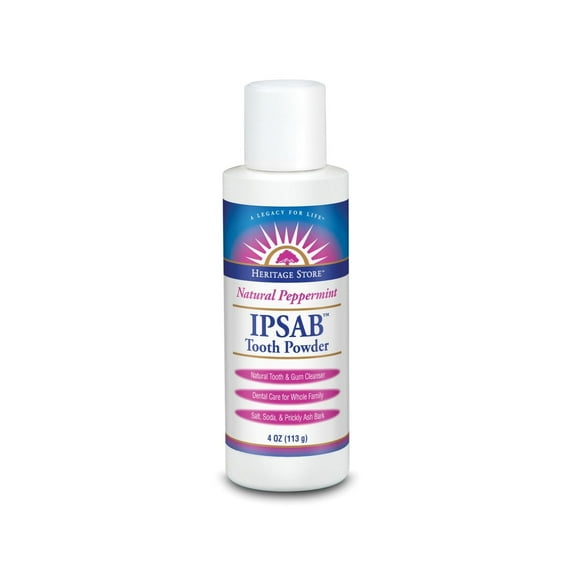 HERITAGE STORE Ipsab Toothpowder, Powder, Mint (Btl-Plastic) | 4oz