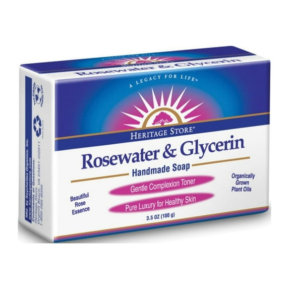 HERITAGE STORE Rosewater & Glycerin Soap, Bar, Rose (Carton) | 3.5oz