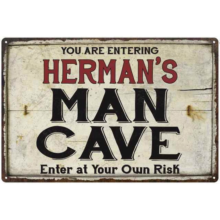 HERMAN'S Man Cave Sign Rustic 16 x 24 Matte Finish Metal