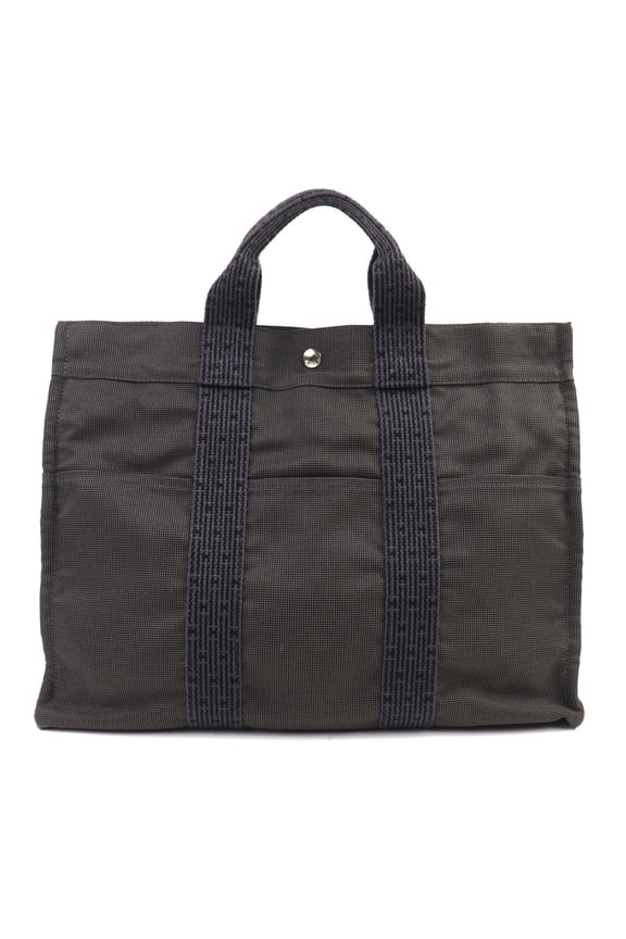 Pre-Owned HERMES Air Line MM Silver Hardware H Logo with Serie Buttons Canvas Tote... (Good)