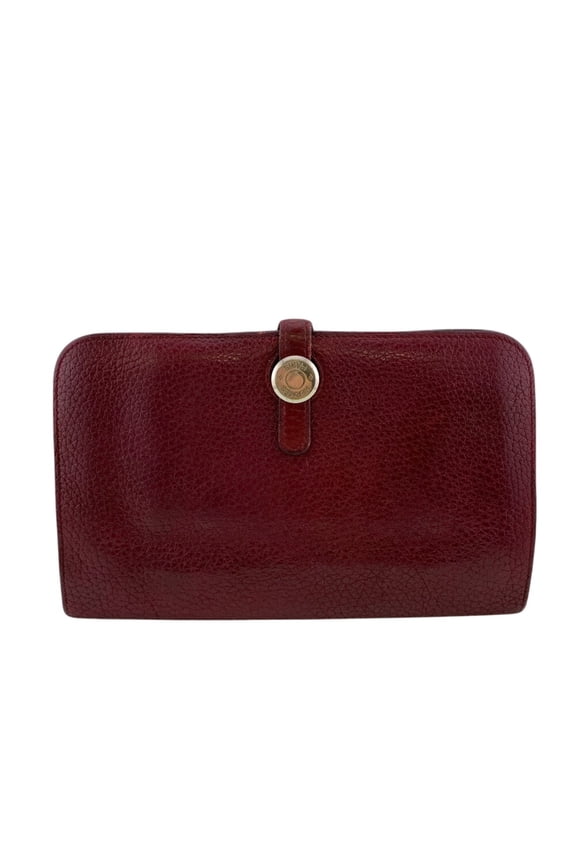 Pre-Owned HERMES Dogon GM Bi-fold Flap Long Wallet, Red