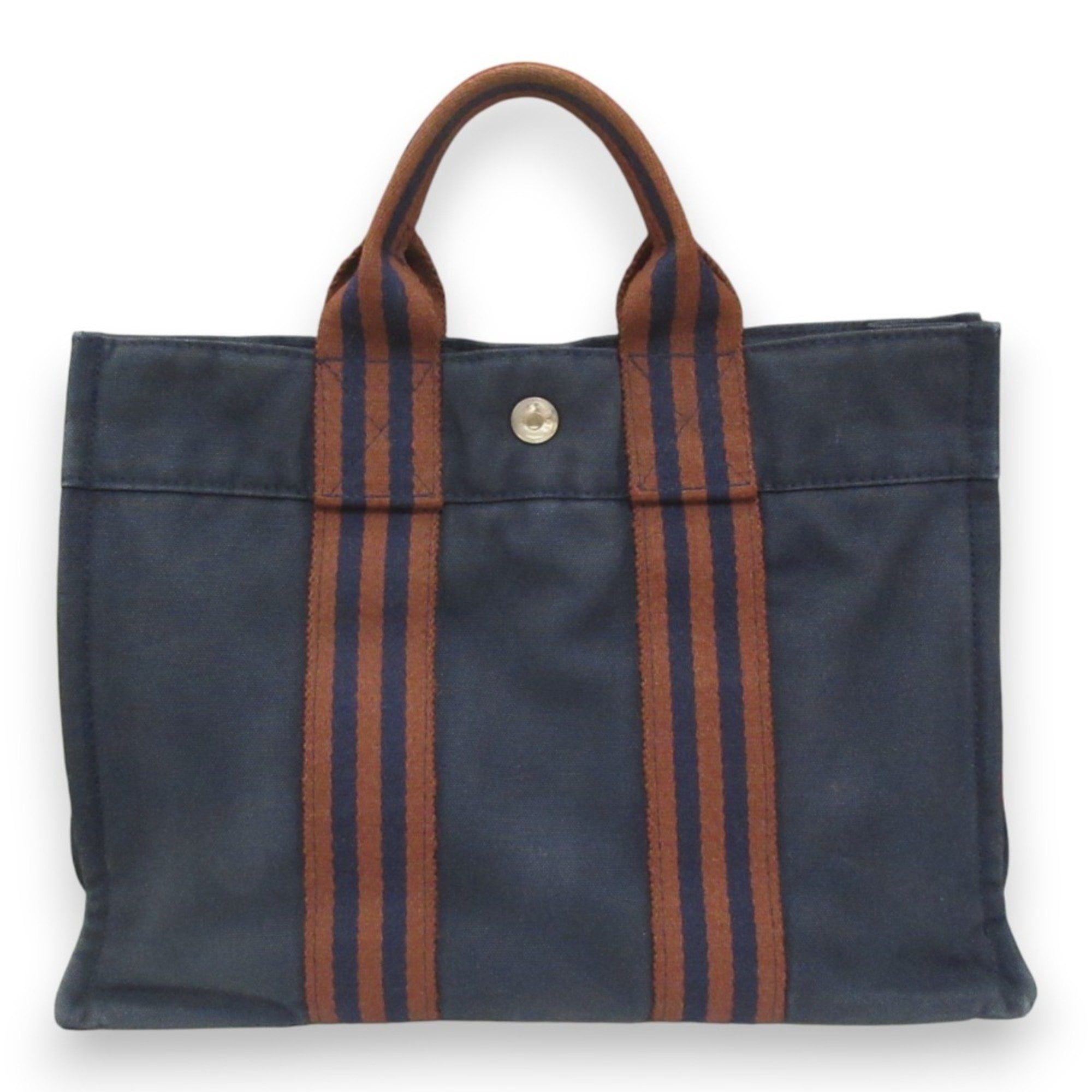 Large Canvas Tote Bag With Stallion Horse Print - Navy, 17"L X 13"H, Zip Top