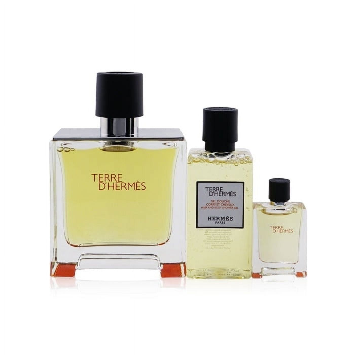 HERMES TERRE D'HERMES PURE PERFUME Mens (3PC SET: 75ml SPRAY + 5ML MINI +  40ML S/G)