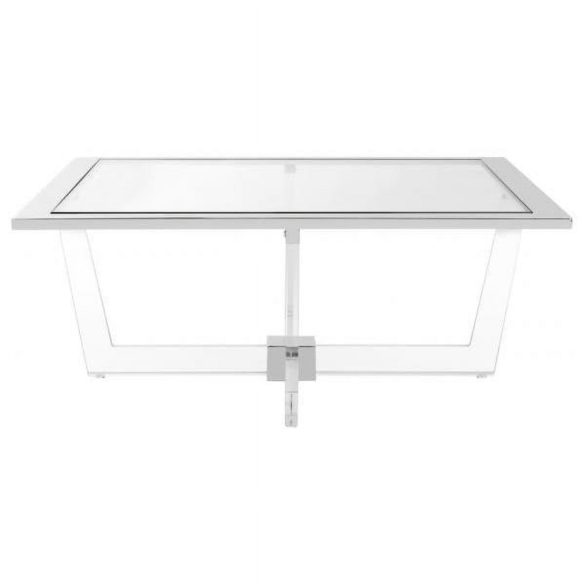 Elysian 39'' Silver Glass & Acrylic Square Coffee Table with Storage