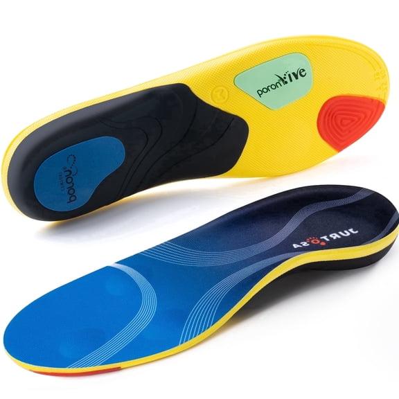 HERMOSO Plantar Fasciitis Insoles for Men Women - Orthotics Inserts, Shoe Insoles Arch Support Flat Feet Inserts (1 Pair, L, Sky Blue)