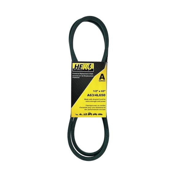 HERO 1/2 inch x 65 inch Aramid Kevlar Lawn Mower Belt Replacement For Reference A63 4L650