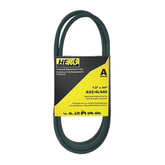 HERO® 1/2 inch x 94 inch Aramid Kevlar Lawn Mower Belt Replacement For Reference A92 4L940
