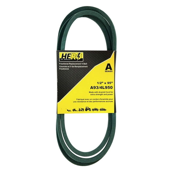HERO® 1/2 inch x 95 inch Aramid Kevlar Lawn Mower Belt Replacement For Reference A93 4L950
