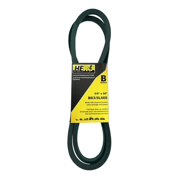 HERO® 5/8 inch x 66 inch Aramid Kevlar Lawn Mower Belt Replacement For Reference B63 5L660