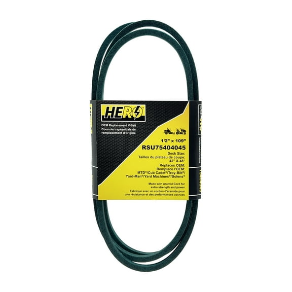 HERO OEM Aramid Kevlar Replacement Belt for 75404045 - Fits Cub Cadet, Massey Ferguson, MTD, Troy-Bilt, Toro - 1/2" x 109"