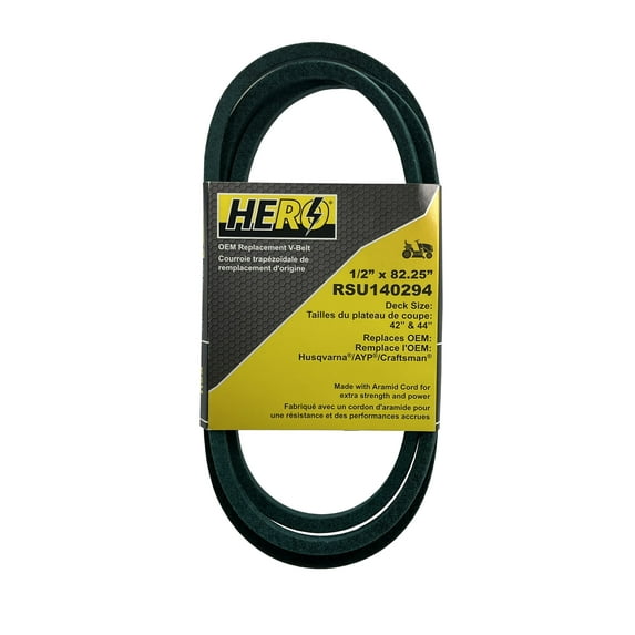 HERO OEM Aramid Kevlar Replacement Belt for AYP 140294, Craftsman 24103, Husqvarna 531300768 - Fits LTH Series with 42" Decks - 1/2" x 82"