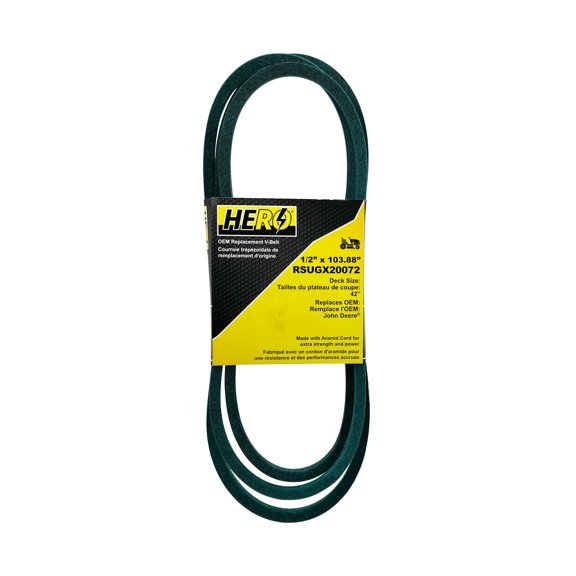 HERO OEM Aramid Kevlar Replacement Belt for John Deere GX20072 - Compatible with Craftsman, Cub Cadet, MTD, Rover, Troy-Bilt