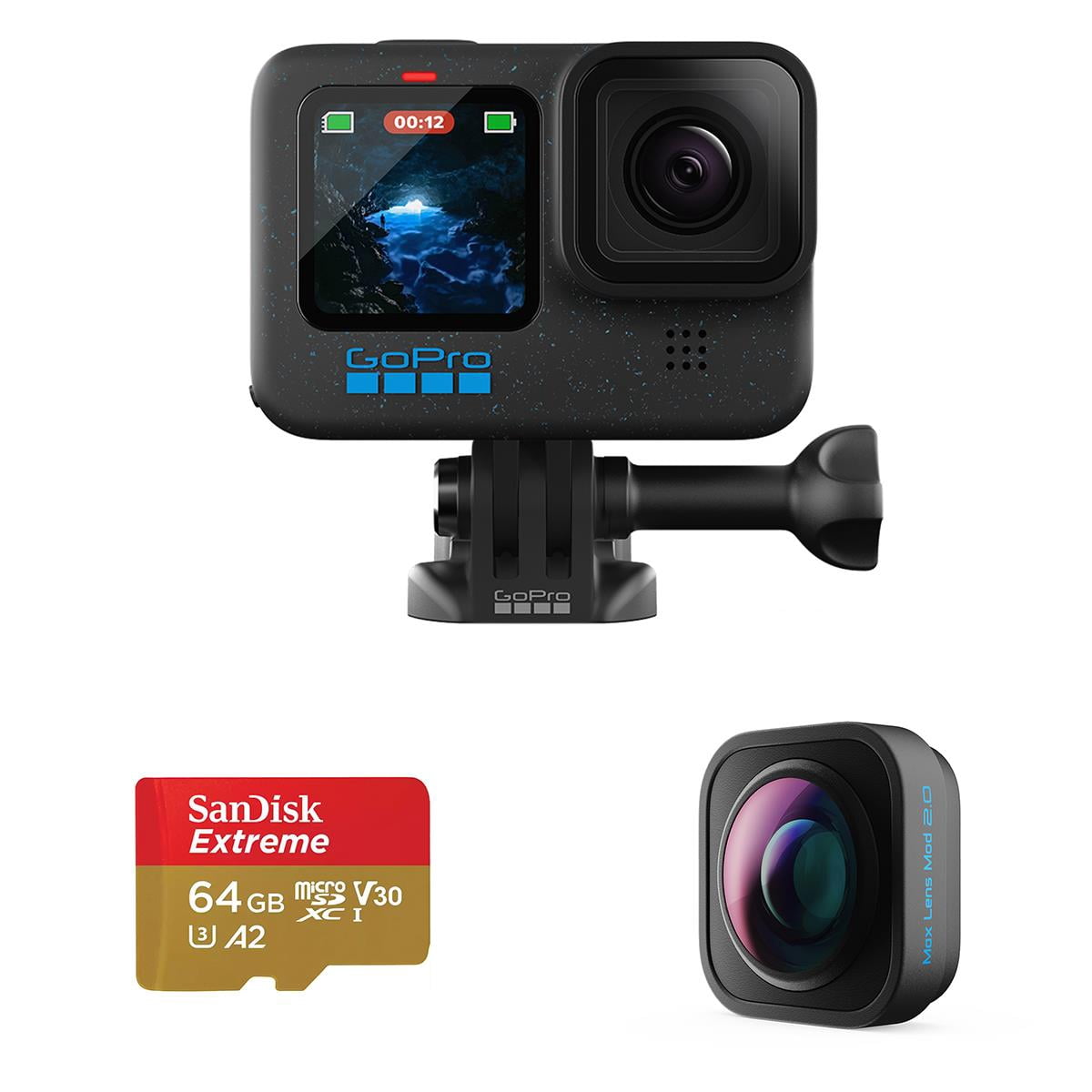 GoPro HERO12 Black Camera Bundle: Waterproof Action Cam with Go Pro Max ...