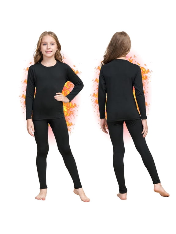 HEROBIKER Thermal Underwear Boys' Super Soft Wool Lined Children's Warm Long John Top Bottom Warm Set (S-XL) Universal for boys and girls (Unisex version)