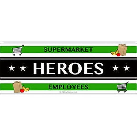 HEROES of COVID-19, Supermarket Employees Heros Sticker - Orignal Artwork Vinyl - Decal STICKER - 2.125" x 5.75"