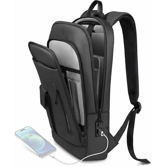 HEROIC KNIGHT Slim Water-Resistant Laptop Backpack with USB Ports, Fits 16" Laptop