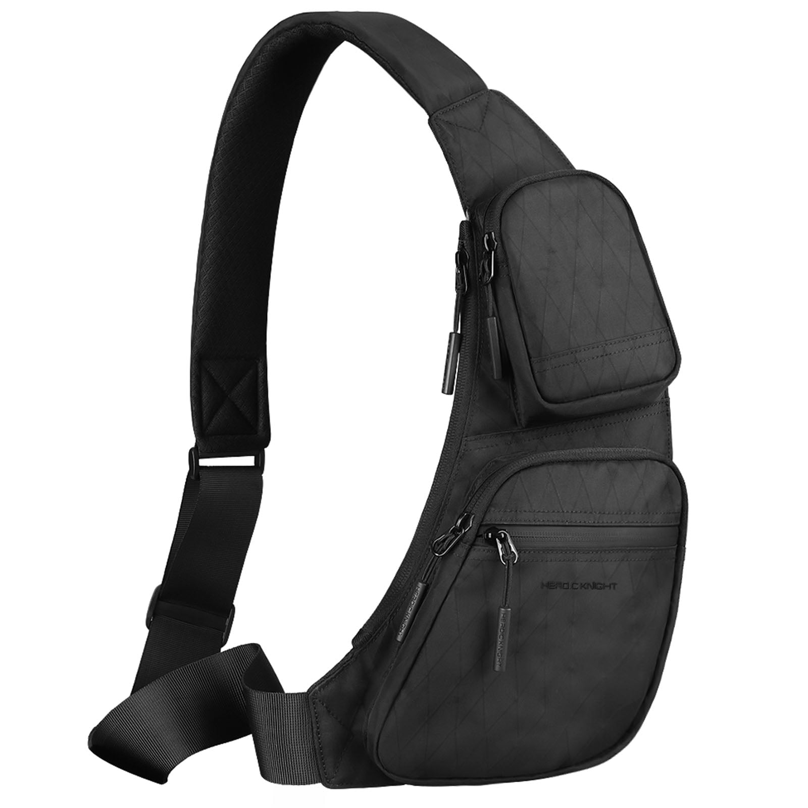 HEROIC KNIGHT Sling Bag for Men Women, Waterproof & Lightweight Crossbody Bag with Multiple Pockets for Casual Travel Sport Hiking, Black