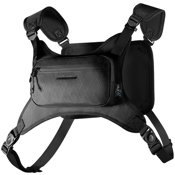 HEROIC KNIGHT X-PAC Running Chest Pack, Waterproof Chest Bag with Reflective Back & Phone Holder for Men Women