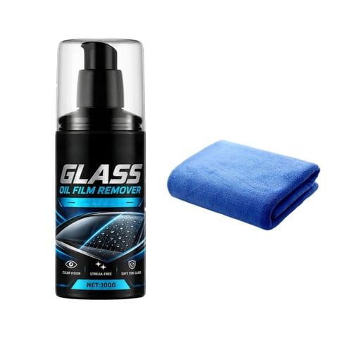 HEROOY Car Glass Oil Film Cleaning Paste Kit Water Repellent Windshield Cleaner with Hydrophobic Effect, Includes Towel, 3.5oz