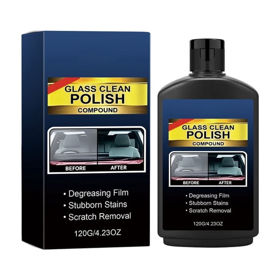 HEROOY Car Glass Polishing Paste Windshield Oil Film Remover & Cleaner, Restores Clear Visibility, 4.2oz