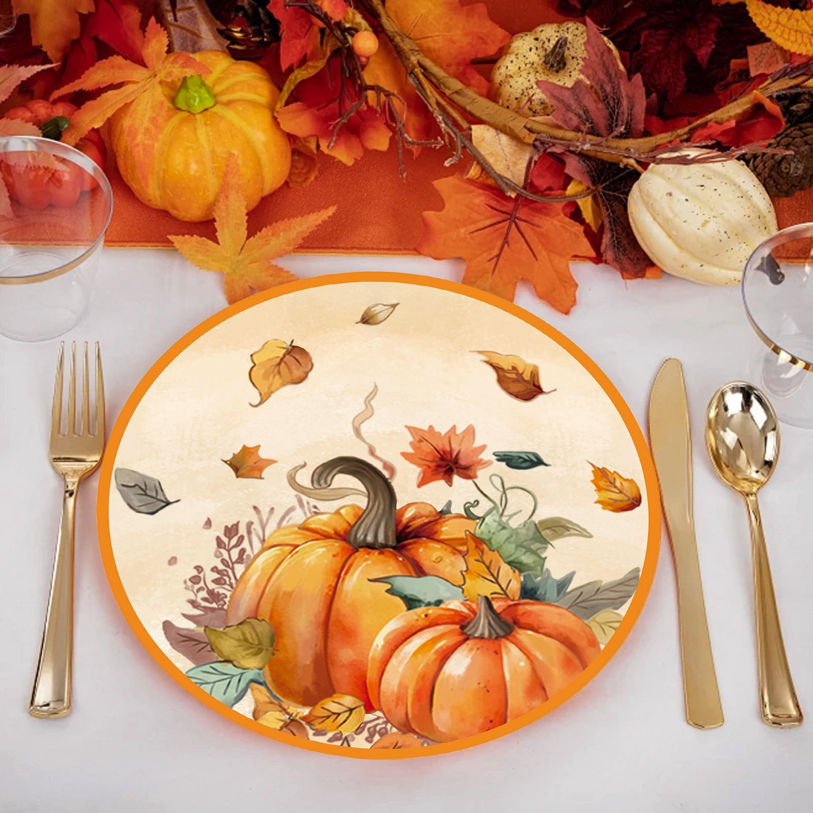 HEROOY Upgraded 16pcs Thanksgiving Fall Pumpkin Paper Plates Fall Party ...