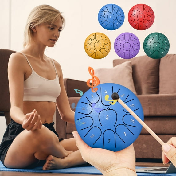 HEROOY Upgraded 6″ 11-Note Steel Tongue Drum - Patterned Outdoor Melody Creator Musical Gift for Creative Play W