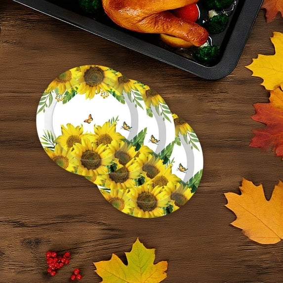 HEROOY Upgraded Sunflower Party Tableware Paper Plates Tableware Set Thanksgiving Party Tableware Supplies Tableware Set J