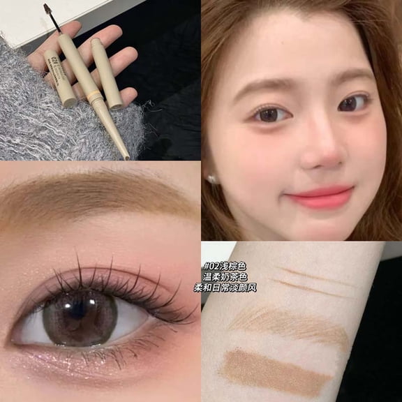 HERORANGE Ultra Thin Eyebrow Pencil, Double-Ended Waterproof Brow Pen, Long Lasting Natural Brow Makeup with Spoolie Brush-Light Brown