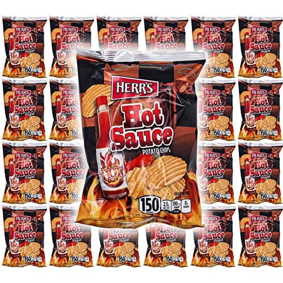 HERR'S Bold & Zesty Texas Pete Hot Sauce Potato Chips, 1oz Bag (Pack of 24, Total of 24 Oz)
