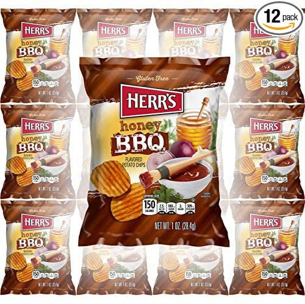 HERR'S Honey BBQ BarBQue Potato Chips, GlutenFree, 1oz Bag (Pack of
