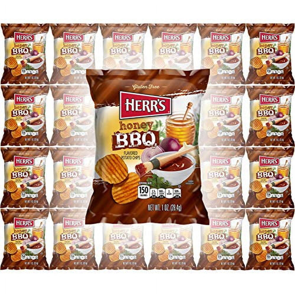 HERR'S Honey BBQ Bar-B-Que Potato Chips, Gluten-Free, 1oz Bag (Pack of ...