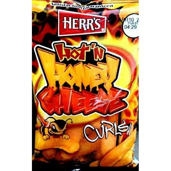 HERR'S Hot 'N Honey Flavored Cheese Curls, Gluten-Free, 1oz Bag (Pack of 7, 7)