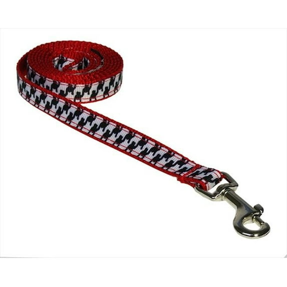 HERRINGBONE-WHITE-BLK.1-L 4 ft. Houndstooth Dog Leash, Black & White - Extra Small