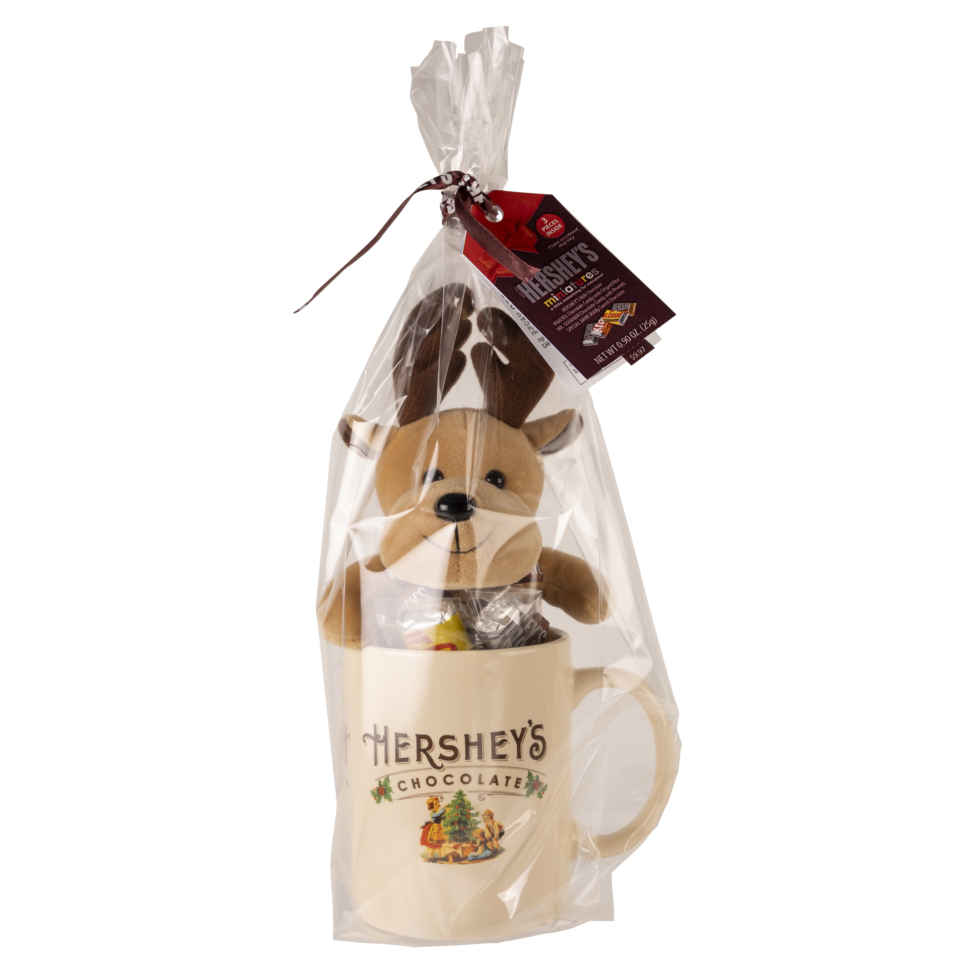 Galerie Hershey Cream Mug with Reindeer Plush and Holiday Chocolates