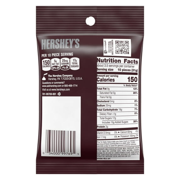 HERSHEY MILK CHOCOLATE DROPS PEG