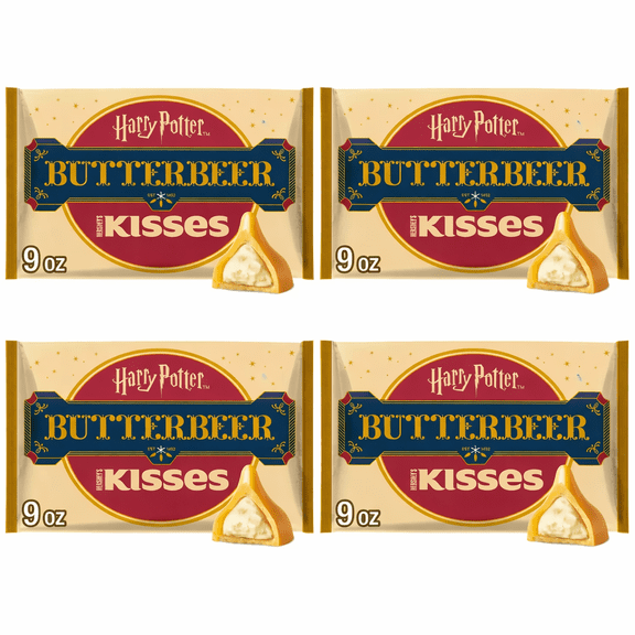 HERSHEY'S Butterbeer Kisses Easter Candy with Harry Potter Foils, Butterbeer Flavored Candy, 9 oz Bags (Pack of 4)
