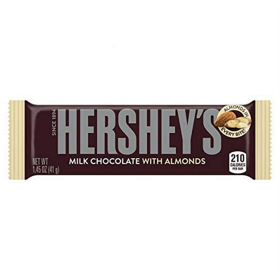 HERSHEY'S Chocolate Bar with Almonds, Milk Chocolate (Pack of 36)