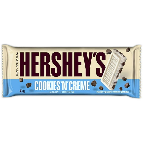 HERSHEY'S Cookies 'N Crme Candy Bar, White Creme with Cookie Bits, 1.55 Ounce Bar, Case of 36