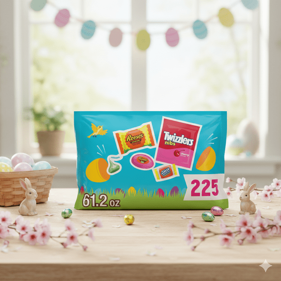  HERSHEYS Easter Egg Hunt Candy, Variety Pack, 225 Pieces  Assorted Chocolate & Sweets for Easter Fun 