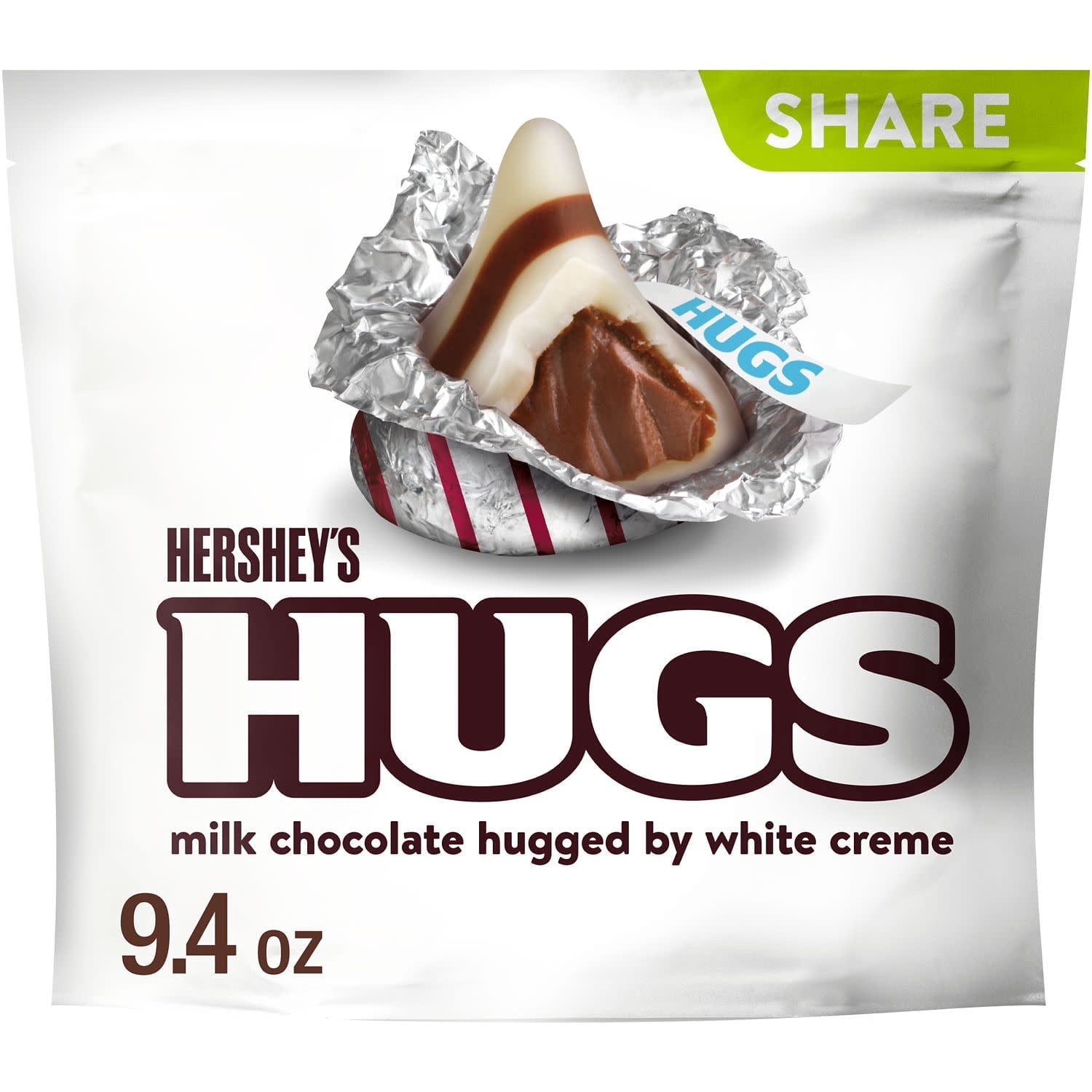 HERSHEY'S Hugs Milk Chocolate Hugged By White Creme Share Pack Stand Up Bag