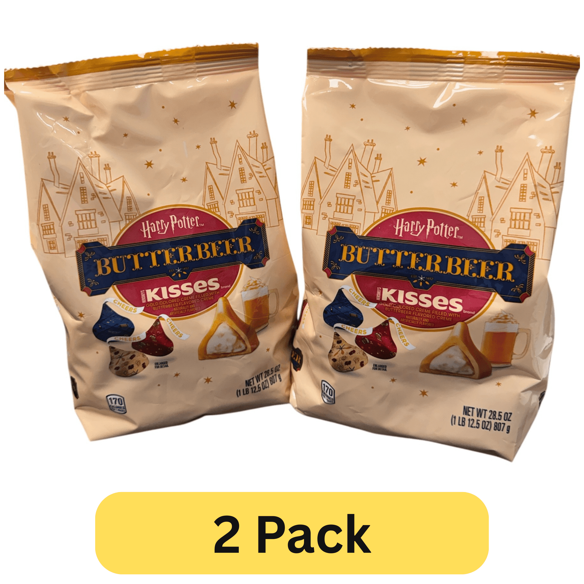 HERSHEY'S KISSES Butterbeer Flavored, Easter Candy Bag, 28.5 oz, Pack of 2