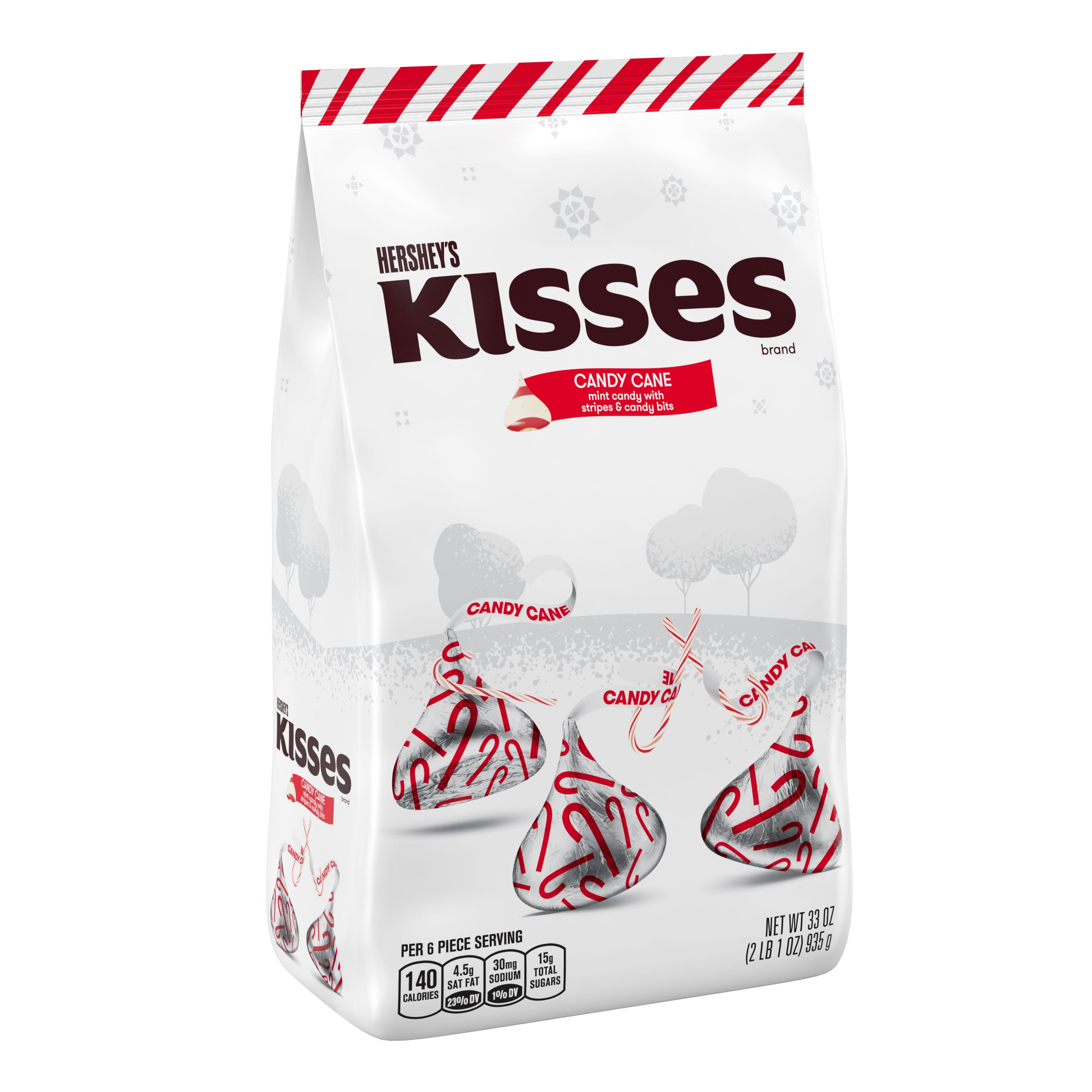 HERSHEY'S KISSES Candy Cane Flavored, Christmas , Candy Bag, 9 oz