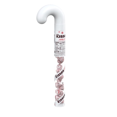 HERSHEY'S KISSES Candy Cane Mint with Candy Bits, Christmas Candy Filled Cane, 2.4 oz