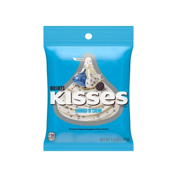 HERSHEY'S, KISSES Cookies 'n' Creme Candy, Individually Wrapped, 5.3 oz, Bag
