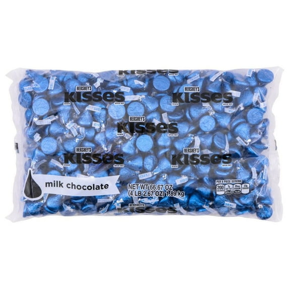 HERSHEY'S, KISSES Dark Blue Foils Milk Chocolate Candy, Halloween, 66.7 oz, Bag (400 Pieces)